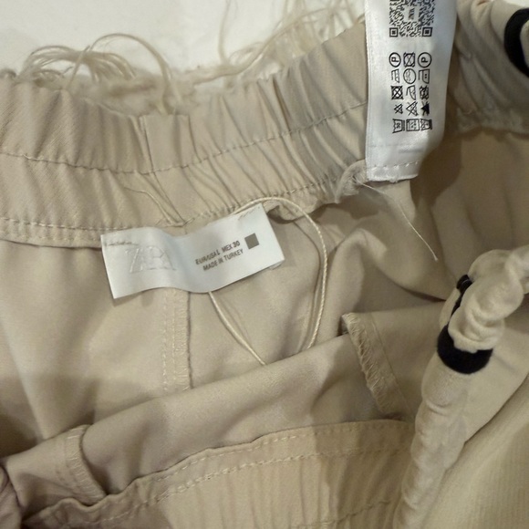 Zara Cream Wide-Leg Pants with Black Trim - Picture 3 of 4